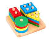 Children's Wooden Toy Intelligence Shape Sorter Stack Puzzle Tray