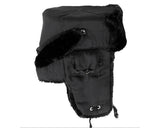 Winter Trapper Hat with Ear Flaps - Black