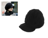 Visor Hat Style Women Winter Cable Knit Hat - Black
