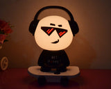 Cute Kid Cartoon Table Nightlight-Black DJ