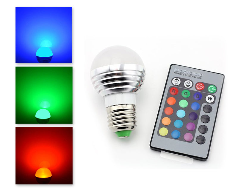 3W E27 Multiple Color LED Light Bulb with Wireless Remote Control