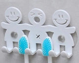 2 Pcs Cute Smiling Face Cartoon Toothbrush Holder - White