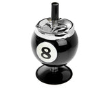 One Push Spinning Pool Ball Ashtray with Stand - Black