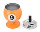 One Push Spinning Pool Ball Ashtray with Stand - Yellow