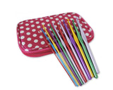 12 Pcs Assorted Colors Crochet Hooks with Dot Pattern Case - Magenta