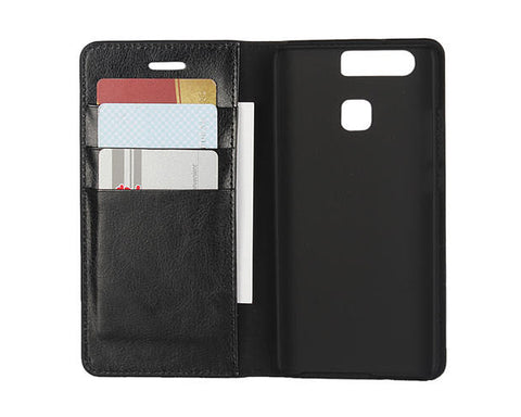 Wallet Series Huawei P9 Genuine Leather Case - Black