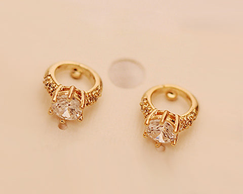 Diamond Ring Style Crystal Earrings for Girls