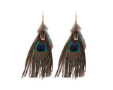 Bohemian Peacock Feather Earrings for Women