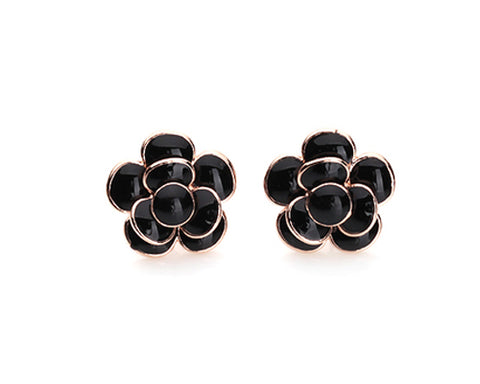Petal Black Stud Earrings for Women