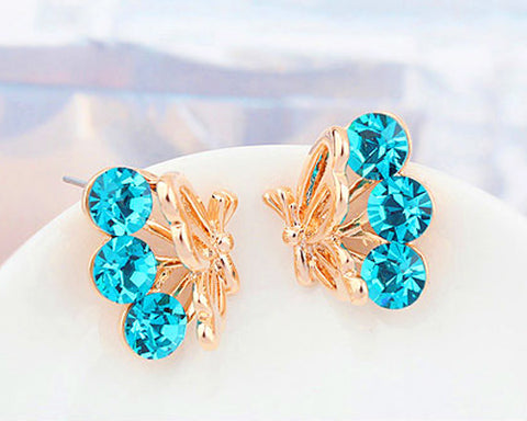 Charming Blue Butterfly Stud Earrings