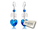 Adorable Ribbon Blue Bling SWAROVSKI Crystal Hook Earrings