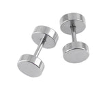 Unisex Titanium Steel Screw Ear Stud Faux Taper Round Earrings-Silver