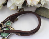 Vintage Bronze Green Pendant Necklace