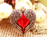 Vintage Bronze Red Heart Necklace