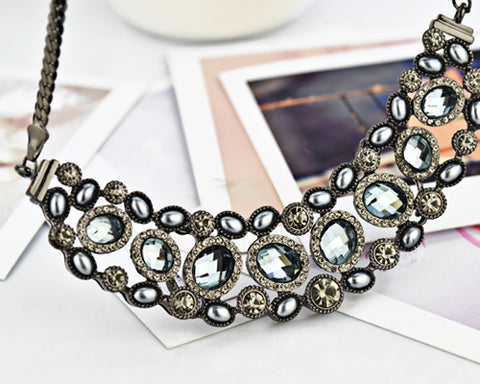 Vintage Gems Black Crystal Necklace
