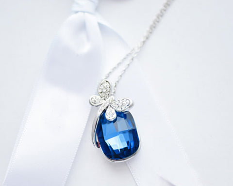 Blueness Dragonfly Crystal Necklace