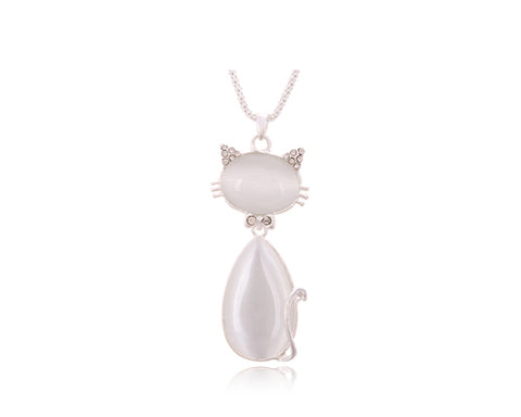 Opal Kitty Crystal Necklace