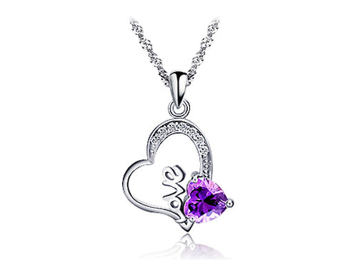 Forever Love 925 Sterling Silver Crystal Necklace