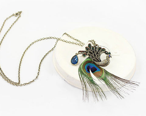Bohemian Peacock Feather Necklace