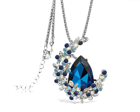 Treasure on the Moon Bling Crystal Long Necklace - Blue