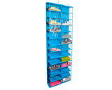 26 Pockets Foldable Over the Door Shoe Rack Storage Organizer - Blue