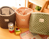 Insulated Thermal Drawstring Closure Dot Picnic Lunch Bag