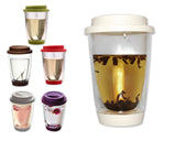 Double Walled Coffee Glasses with Lid 350ml
