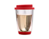 Double Walled Coffee Glasses with Lid 350ml