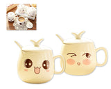 2 Pcs Facial Expression Series Ceramic Coffee Cup