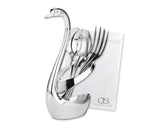 Stainless Steel Swan Shaped Cutlery Holder with 6 Pcs Flatware