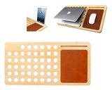Bamboo Cooling Pad Slot Holder for Smartphone, Tablet and Laptop-Brown