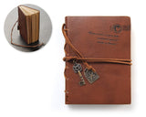 Leather Cover Key Blank Pages Journal Diary Notebook - Brown