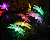 Dragonfly Solar Power String Lights Outdoor Decor 16 Feet 20 LED