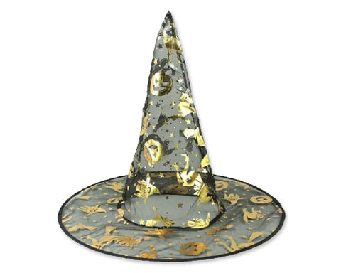 Halloween Party Costume Accessory Lady Kids Pumpkin Print Witch Hat