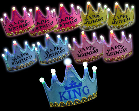 10 Pcs 5 Bulbs Happy Birthday Printed LED Crowns