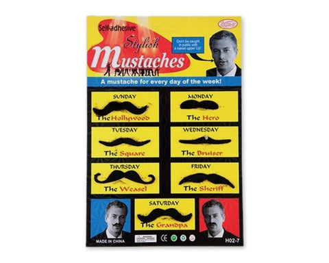 7 Pcs Fake Mustache Stickers Set for Costume Party - Black