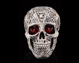 Halloween Decoration Terror Resin Skull Ornament w/ LED Light -Carving