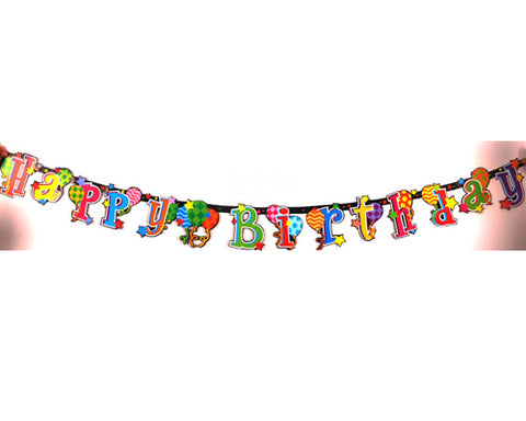 7' Party Decoration Accessory Paper Happy Birthday Banner