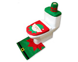 Toilet Seat Cover and Rug Set for Christmas Decoration