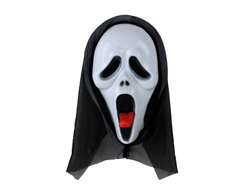 Halloween Party Masquerade Horror Scary Mask w/ Shroud - Tongue