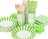 12 Sets Disposable Wood Cutlery Party Set with Stripe Pattern