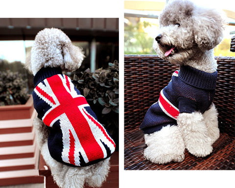 Vintage UK Flag Pet Dog Custom Turtleneck Sweater