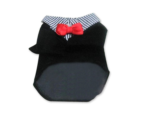 Pet Clothes Wedding Dog Tuxedo Shirts with Red Bow Tie - Black