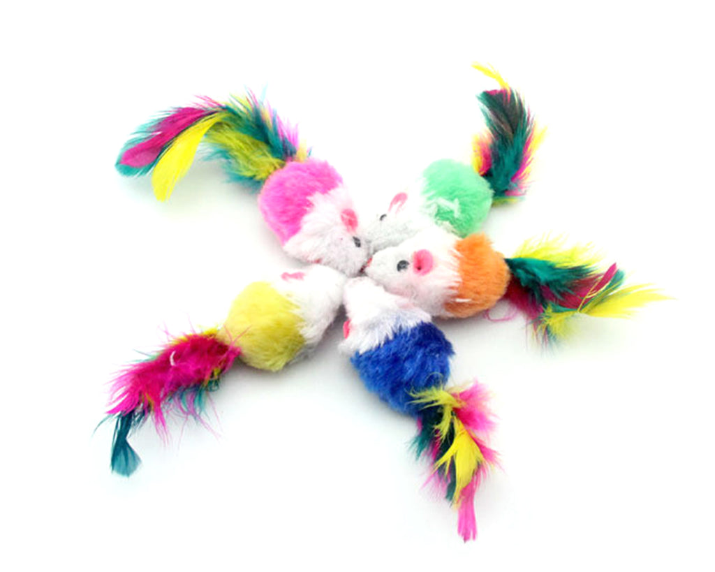 Real Rabbit Fur Mouse Cat Toy with Rattle Sound