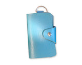 Portable PU Leather Snap Button Closure Key Case - Blue