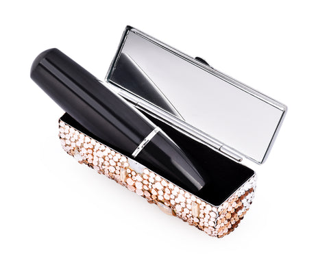 Medley Swarovski Crystal Lipstick Case With Mirror - Brown