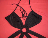 Lace Up Backless Halter Sexy Monokini Swimwear - Black