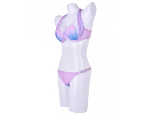 Purple Color Shell Design Bra Halter Bikini Set - B