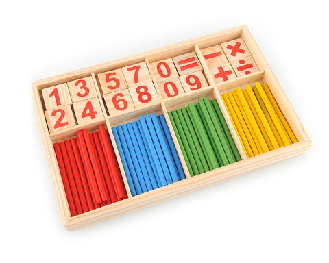 76 Pcs Wooden Counting Sticks and Tiles Preschool Educational Toy Set