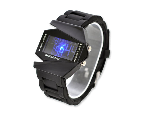 LED Aircraft Fighter Silicone Men Women Unisex Sport Watch